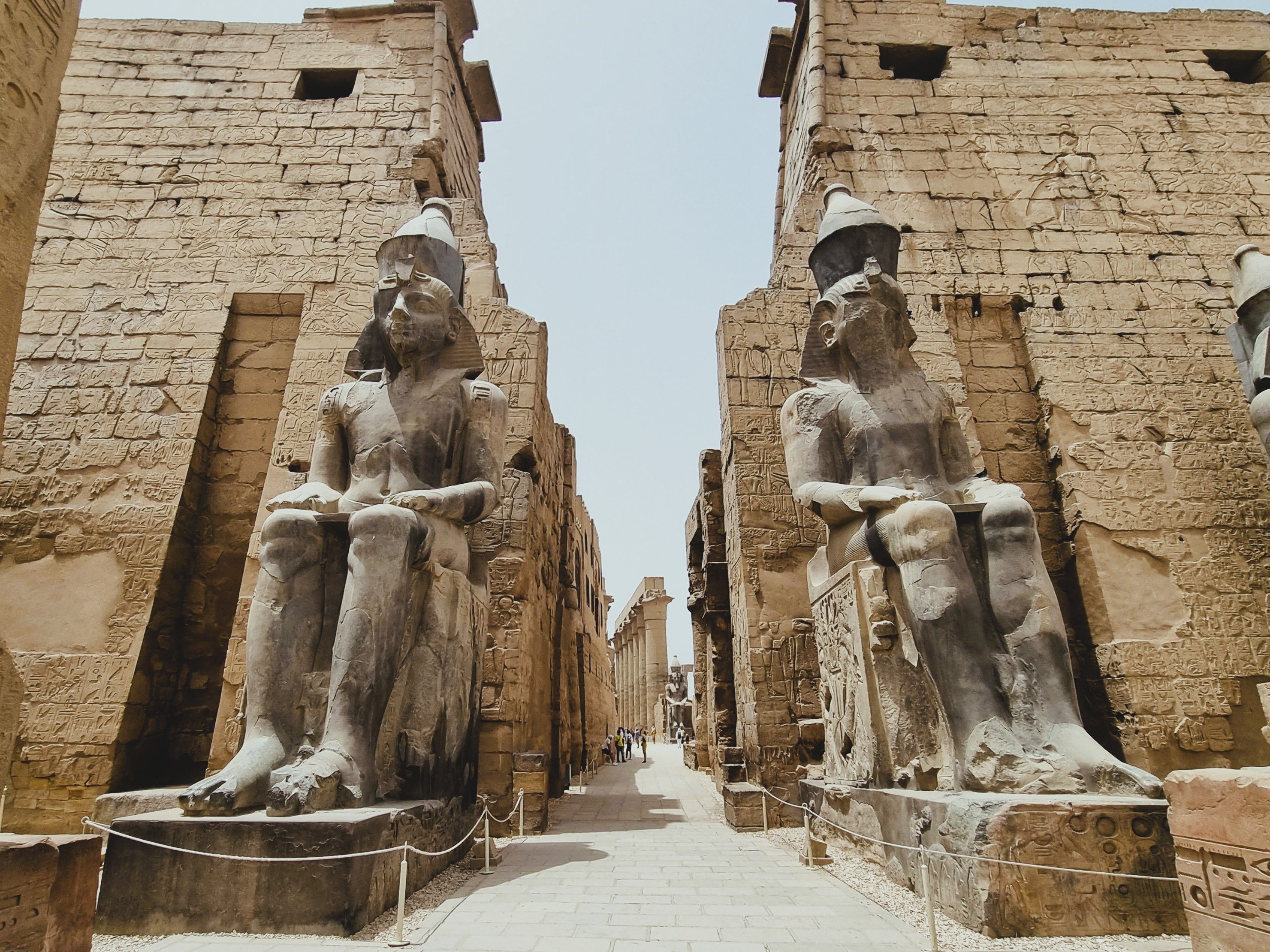 Pharaonic statues at an Egyptian temple